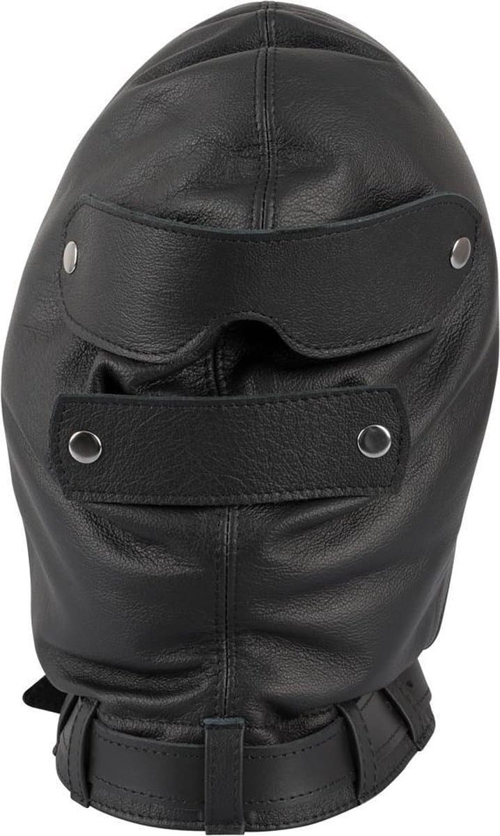 LateX – Latex Hoofdmasker in Strakke Anatomische Vorm met Montage Ring voor Mond – Zwart — afbeelding 1