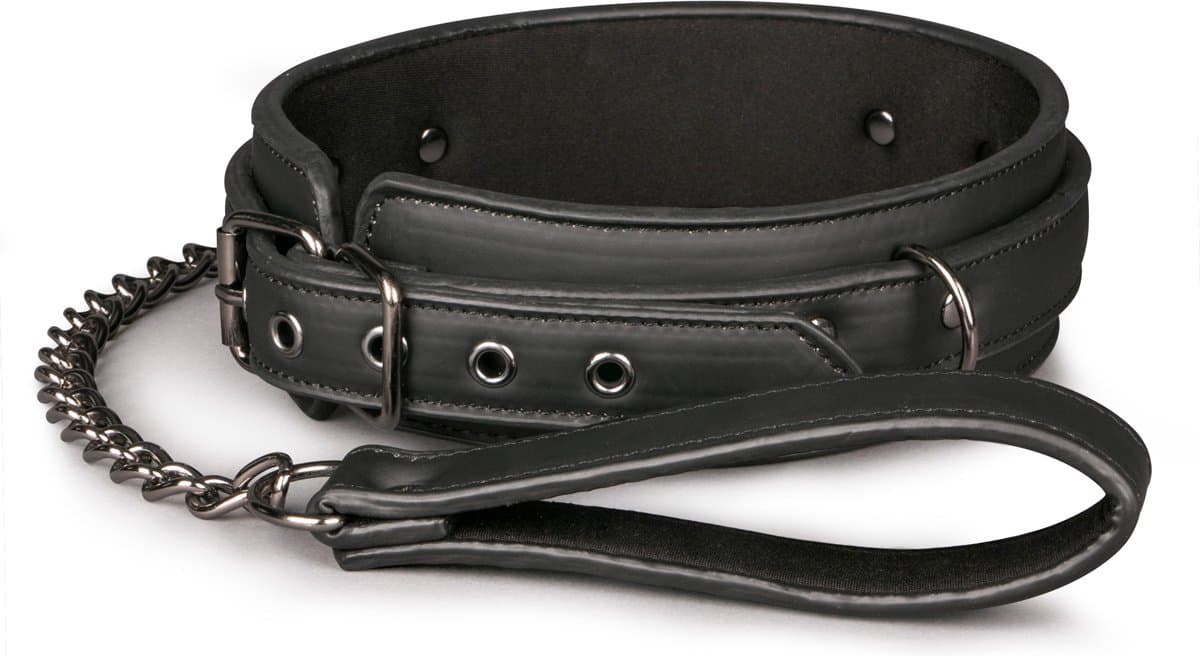 EasyToys - Fetish Halsband met Riem - Duurzaam - Kunstleer - BDSM - Bondage - BDSM Toys - Rollenspel - Verkleedkleding - Rollenspel Erotiek - Puppy Play - Erotisch Spel - Zwart — afbeelding 1