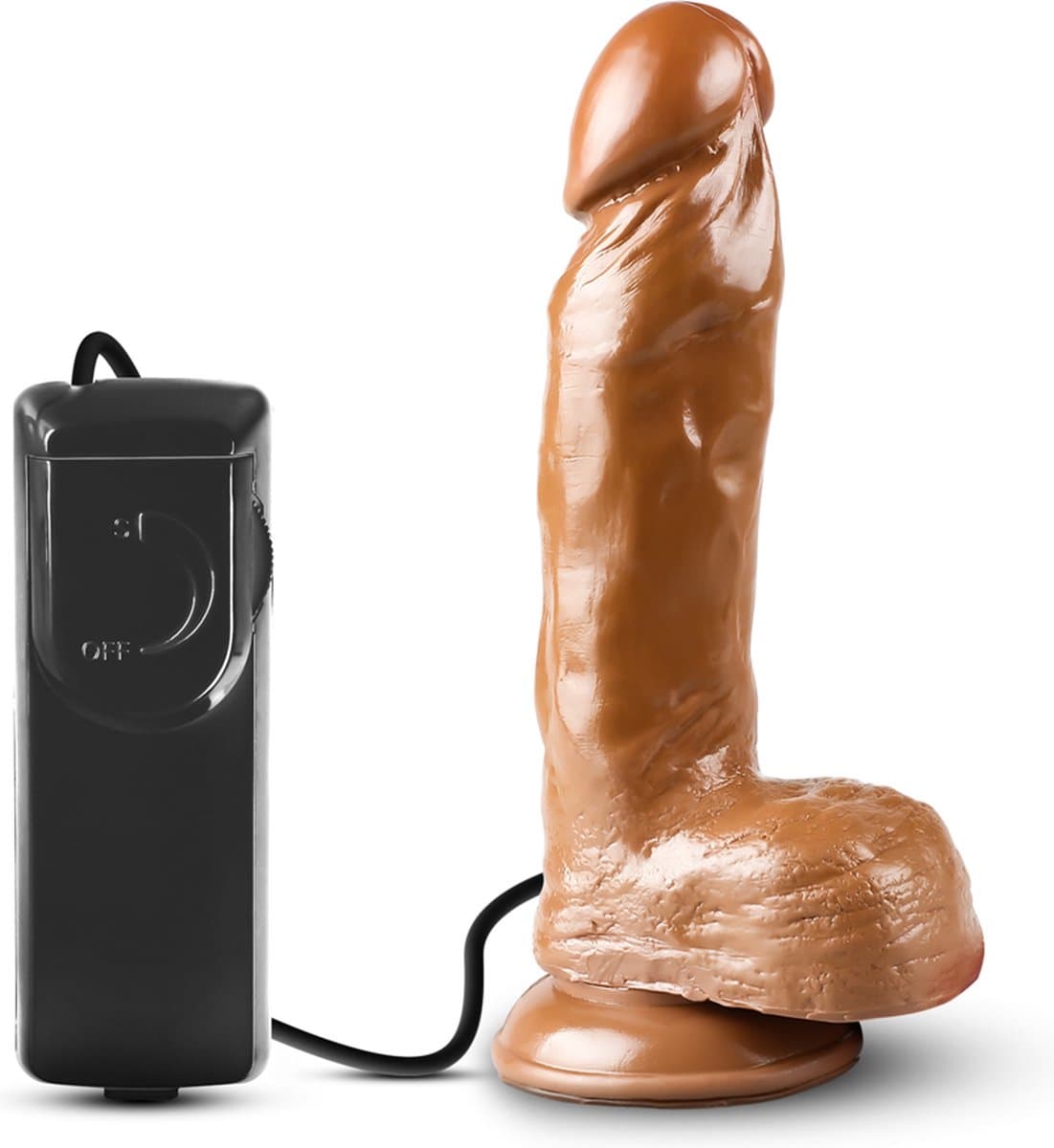 Realistische Geaderde Dildo Vibrator Bruin - Zuignap - Stimulerend voor vrouwen - Stimulerend voor clitoris - Spannend voor koppels - Sex speeltjes - Sex toys - Erotiek - Sexspelletjes voor mannen en vrouwen – Seksspeeltjes - Vibrerende dildo — afbeelding 1