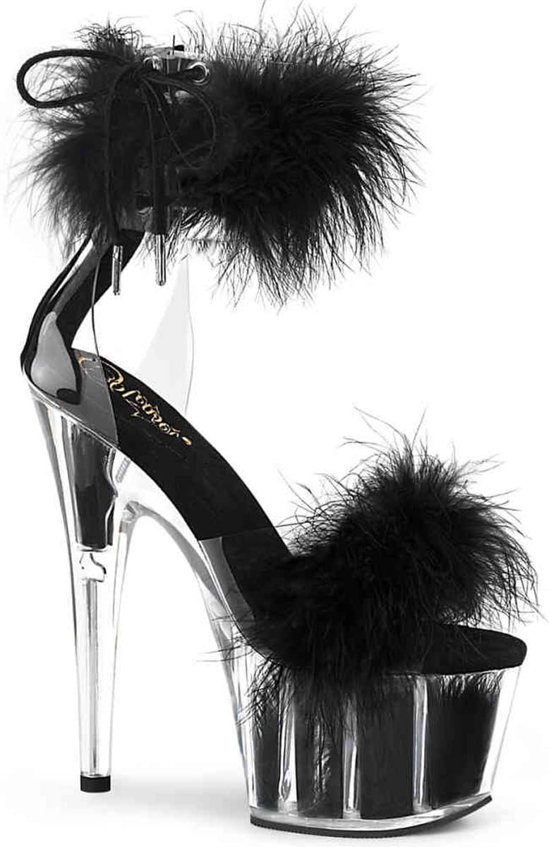 Pleaser - ADORE-724F Sandaal met enkelband, Paaldans schoenen - Paaldans schoenen - 44 Shoes - Zwart/Transparant — afbeelding 1