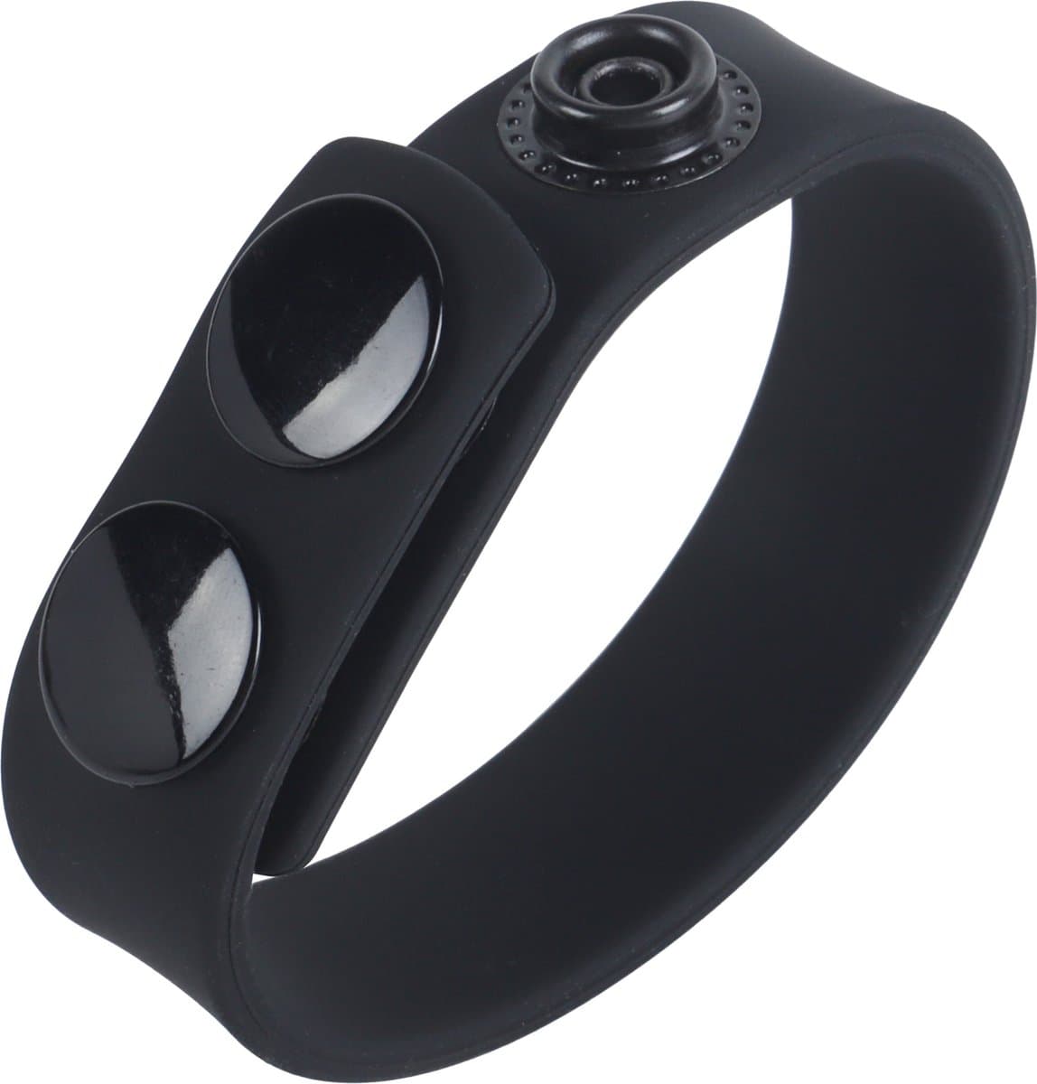 Banoch | Cockring verstelbaar met drukknopen | zwart siliconen | max Ø 5 cm | penisring — afbeelding 1