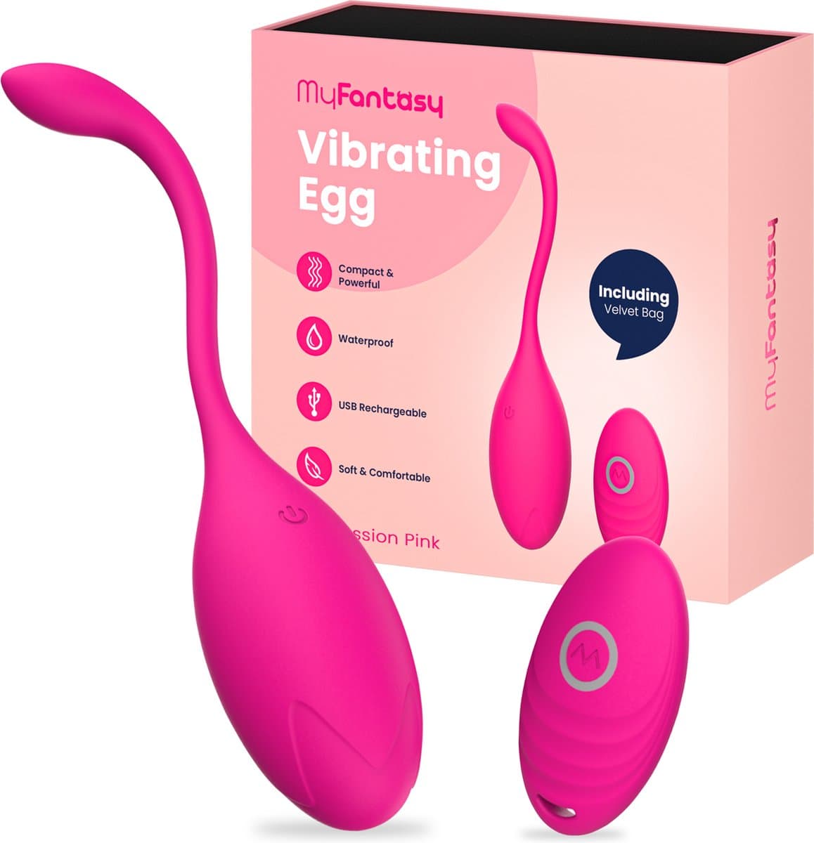 MyFantasy Vibrerend Ei met Afstandsbediening – Vibrators voor Vrouwen – Remote Clitoris Stimulator - Seksspeeltjes voor Koppel - Sex Toys voor Koppels - Kamasutra Eitjes - Vibrator Tril Ei - Sex Ei Roze — afbeelding 1