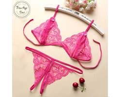 Kanten Lingerie Open kruis Cherise Sexy Hot Erotische Set Vrouwen Kant Transparante Lingerie Sexy Kostuums Nachtkleding Babydoll Open Cup Beha Lenceria