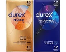 Durex - 22 stuks Condooms - Nude XL 1x10 stuks - Extra Safe 1x12 stuks - Voordeelverpakking