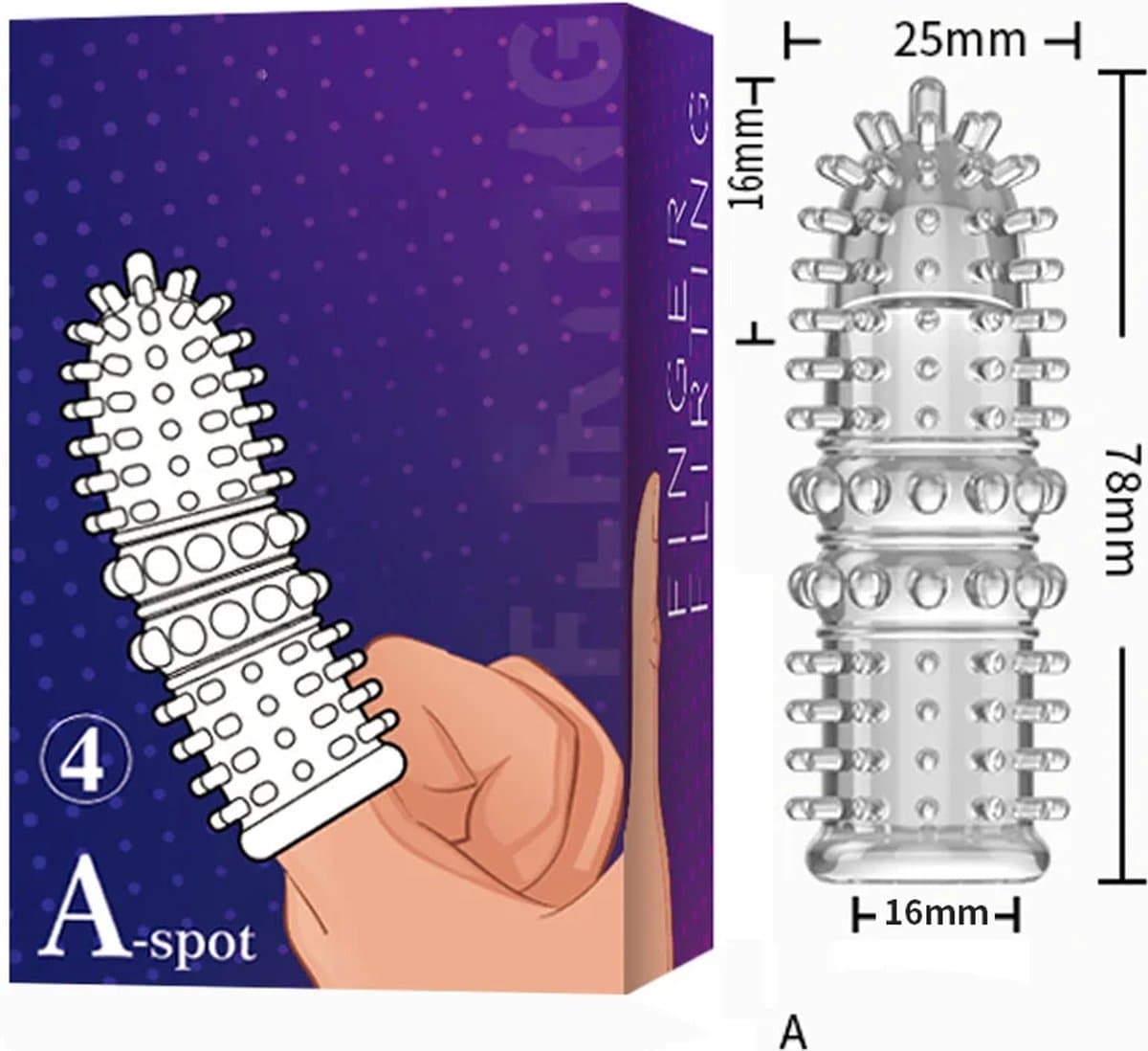 A-Spot Vinger sleeve Siliconen NR4 — afbeelding 1