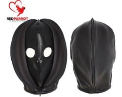 BDSM Masker met rits - Gesloten of open - Bivakmuts - Leder - One size