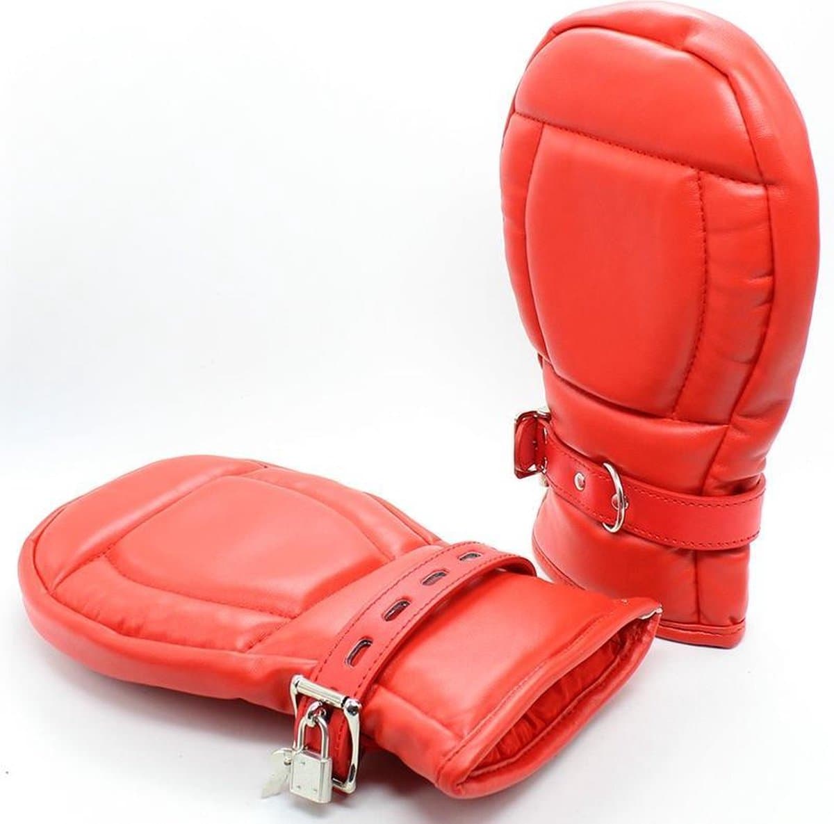 Banoch - Bondage Mittens - PU Leer - Rood - bdsm — afbeelding 1