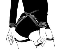 DOWO® - Body Bondage - Handboeien - Kleding Accessoires - Sexy Lingerie - Erotiek Riem - SM BDSM - PU Leer- Harnas Vrouwen - Handboeien - Sextoys voor vrouwen - Zwart