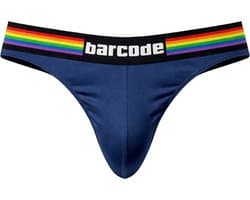 Barcode Berlin Pride Thong Navy - MAAT L - Erotisch Heren Ondergoed - String voor Man - Sexy mannen String