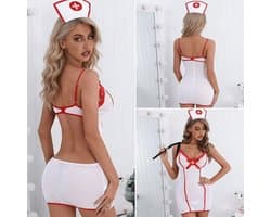 Sexy Verpleegster Lingerie Set Voor Vrouwen Verleidelijk Roleplay Design – Cosplay Verpleegster Met Jurk en Hoedje Voor Ondeugende Look – Lingerie Kostuum Comfortabel en Aansluitend Voor Slank Postuur