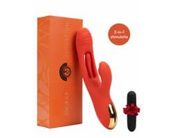 Vibrators voor Vrouwen – 3 in 1 Realistisch Rabbit Vibrator met Clitoris Stimulator & G Spot - Bullet Mini Vibrator - 21 Standen - Waterdicht