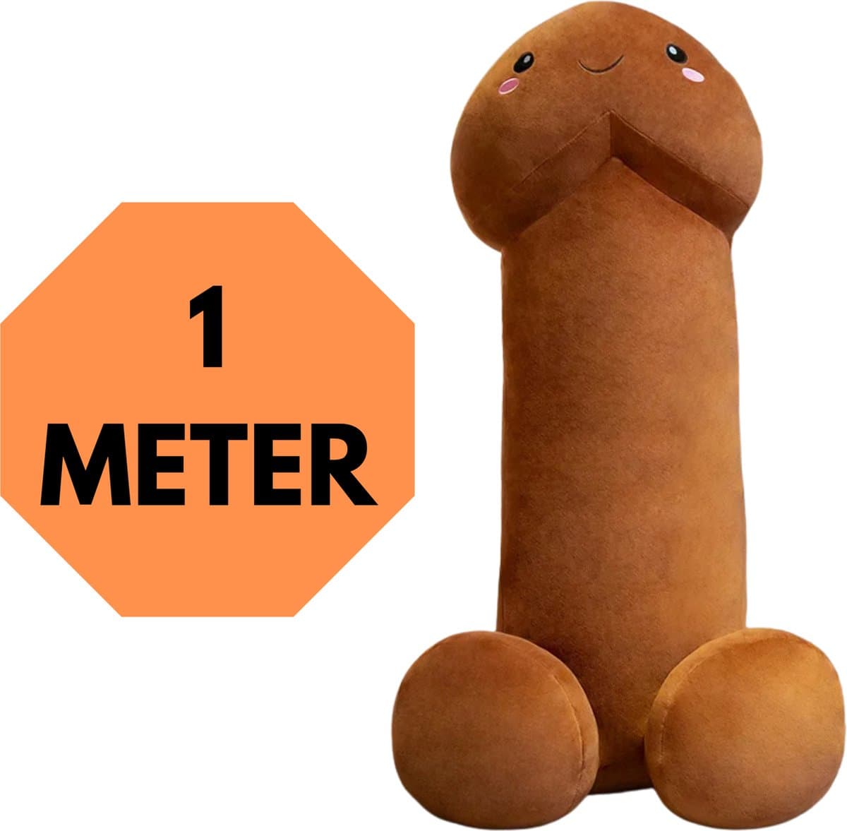 JustValue Penis Knuffel - 100 cm - Erotiek - Bodypillow - Piemel - Zacht - Kussen - Sex Toy - Beige - Bruin — afbeelding 1