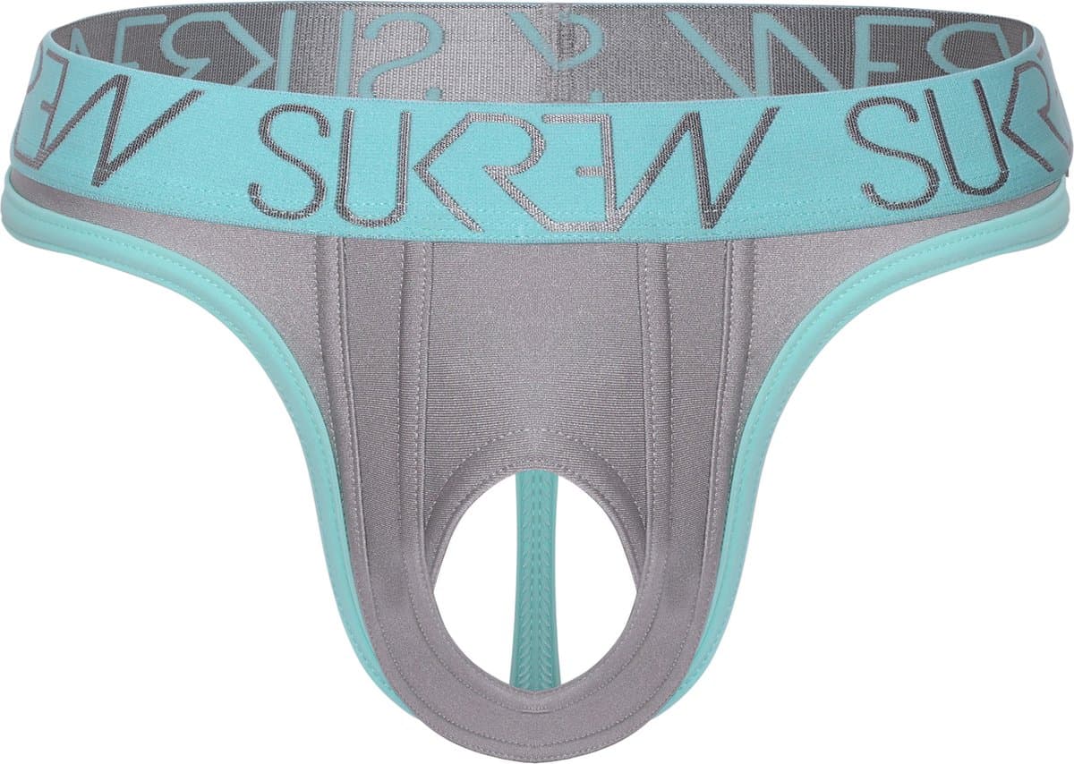 SUKREW U-Style Classic Thong Silver Sparkle - MAAT XL - Erotisch Heren Ondergoed - String voor Man - Sexy mannen String — afbeelding 1