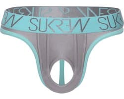 SUKREW U-Style Classic Thong Silver Sparkle - MAAT XS - Erotisch Heren Ondergoed - String voor Man - Sexy mannen String