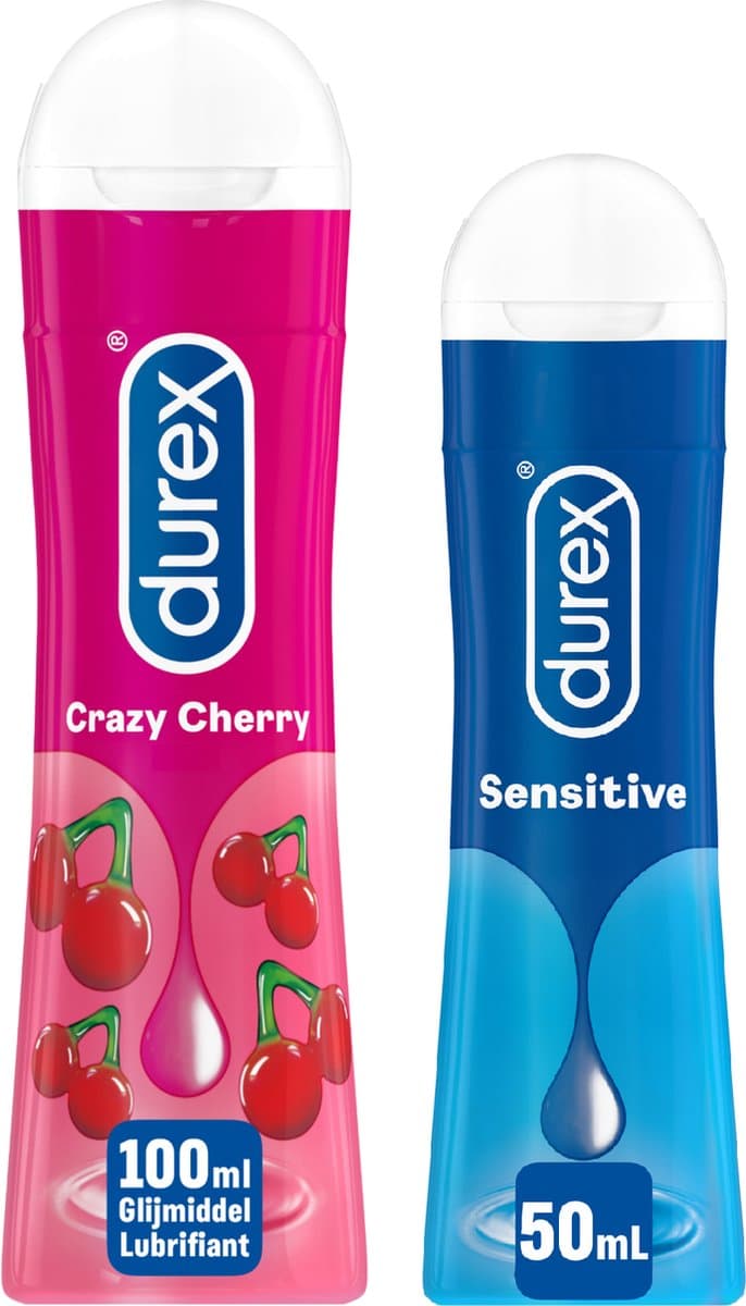 Durex - 2 Glijmiddelen - Waterbasis - Crazy Cherry 100ML - Play Sensitive Glijmiddel 50ML — afbeelding 1