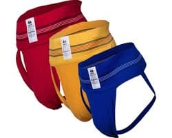 MM Sports The Original No. 10 Jockstrap 3 inch Multipack 1x Red + 1x Yellow + 1x Blue - MAAT M - Heren Ondergoed - Jockstrap voor Man - Mannen Jock