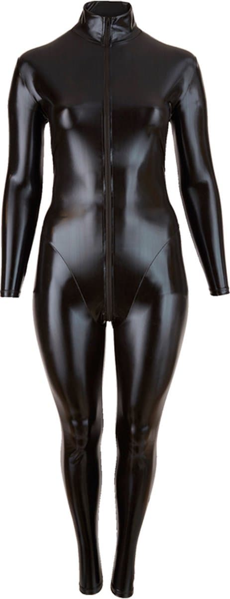 Cottelli Plus Size – Sexy Catsuit met Lange Rits voor Onweerstaanbare Uitstraling en Strakke Rondingen – Maat XL - Zwart — afbeelding 1