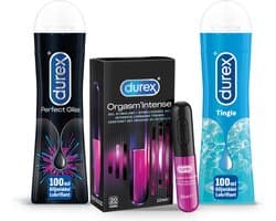 Durex - 210ml Glijmiddel - Perfect Gliss 1x100ml - Intense Orgasm 1x10ml - Play Tingle 1x100ml - Voordeelverpakking