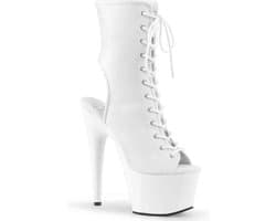 Adore-1016 plateau peeptoe enkellaars met open hiel en stiletto hak mat wit - (EU 36 = US 6) - Pleaser