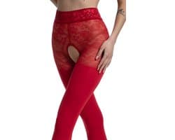 Panty open Kruis - 60/30 Denier - Kleur: Rood - Maat: S/M - Model: Blackdiamond - Merk: Amour