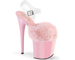 Pleaser - FLAMINGO-808FUR Sandaal met enkelband, Paaldans schoenen - US 6 - 36 Shoes - Roze