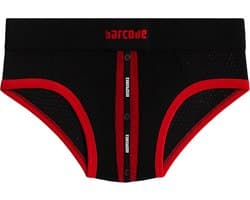 Barcode Berlin Mesh Brief Sicile Black-Red - MAAT M - Erotisch Heren Ondergoed - Slip voor Man - Sexy mannen Slip