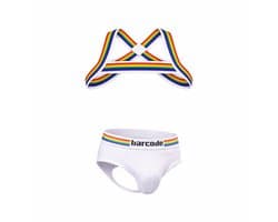 Barcode Berlin Multipack 1x Backless Brief Pride White + 1x Pride Harness White - MAAT XL - Erotisch Heren Ondergoed - Slip voor Man - Sexy mannen Slip