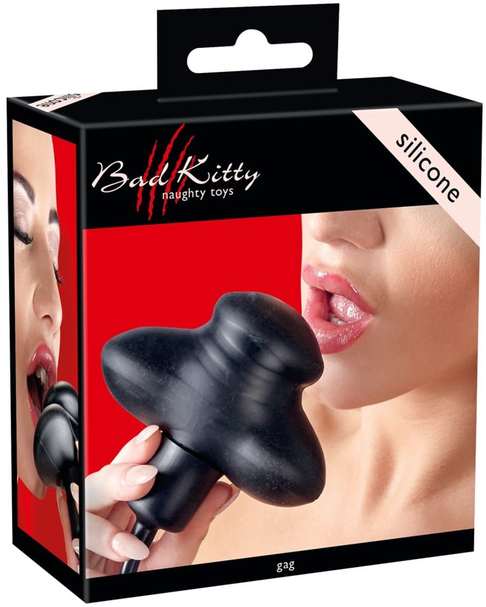 Bad Kitty – Siliconen Vlinder Gag Mond Knevel met Bal Pomp voor een Volle Mond - Zwart — afbeelding 1