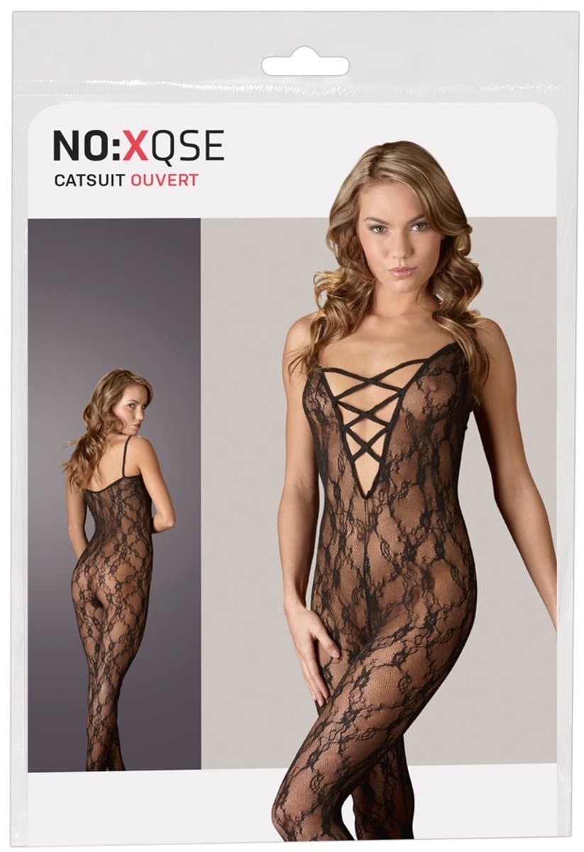 Mandy Mystery Lingerie – Erotische Catsuit met Diep Stretchend Decolleté voor Pure Opwinding – Maat L/XL – Zwart — afbeelding 1