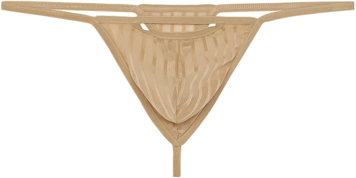 WOH heren microfiber G-string personal allure mesh beige — afbeelding 1
