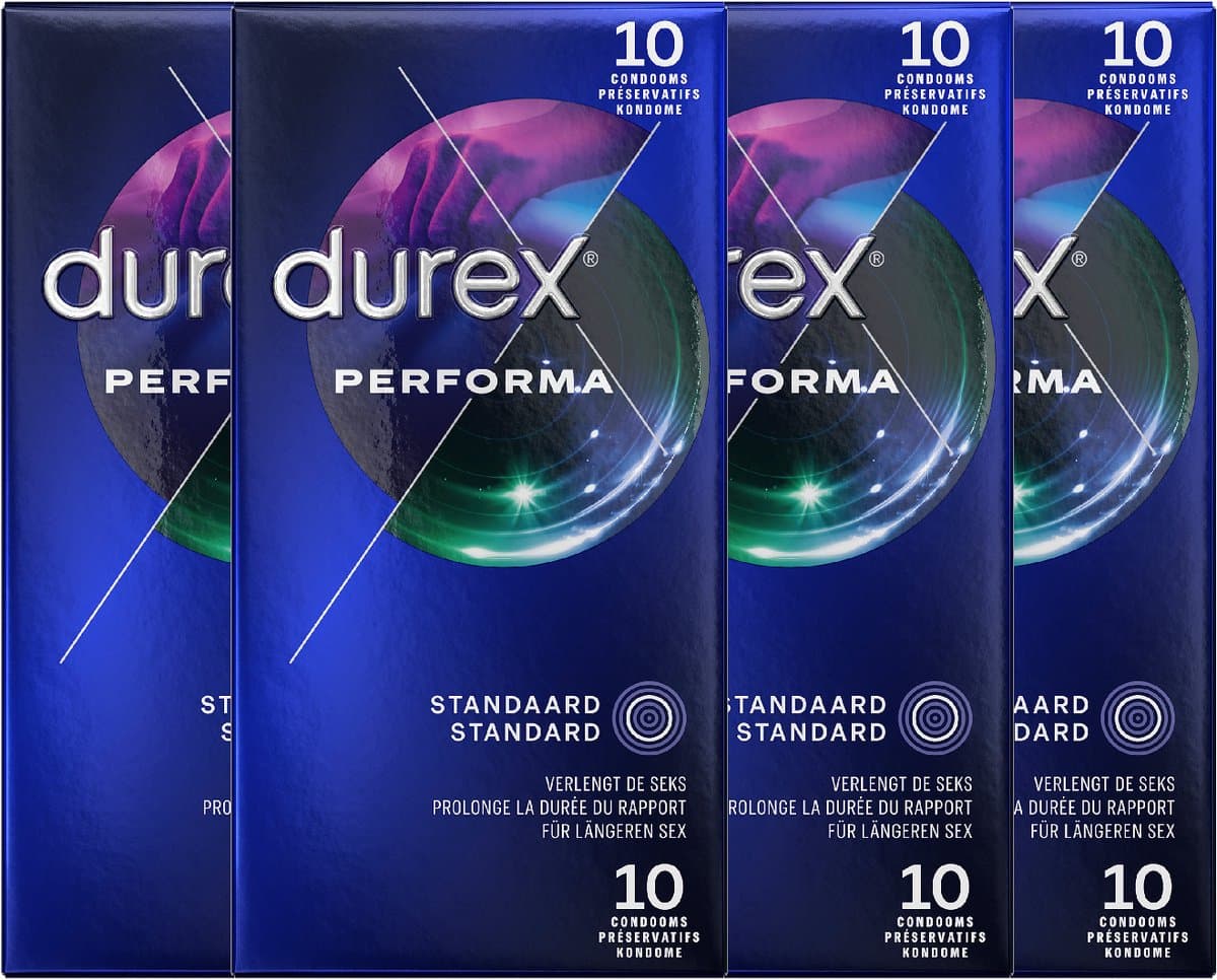 Durex - Condooms - Performa met vertragend effect - 10st x4 - Voordeelverpakking — afbeelding 1