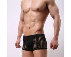 Sexy Transparante Mesh Boxershort voor Heren – Zwart herenondergoed – Doorschijnende Boxer - Maat M