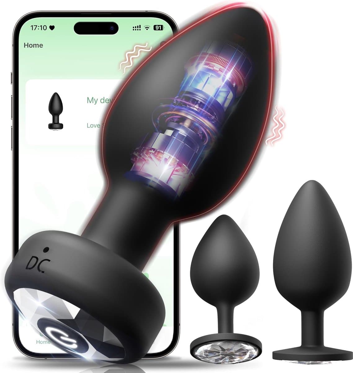 Lzwintrading - Buttplug Vibrator met APP Control - Vibrators voor Vrouwen & Mannen - Prostaat Stimulator - 3-Delige Siliconen Set - Butt Plug met 9 Vibratie Standen - Sex Toys voor Koppels - Anale Speeltjes - Vibrerende Buttplug - Anaal Dildo — afbeelding 1