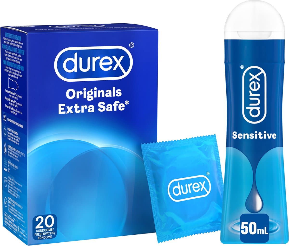 Durex - 20 stuks Condooms - Extra Safe - 50 ml Glijmiddel - Play Sensitive - Voordeelverpakking — afbeelding 1