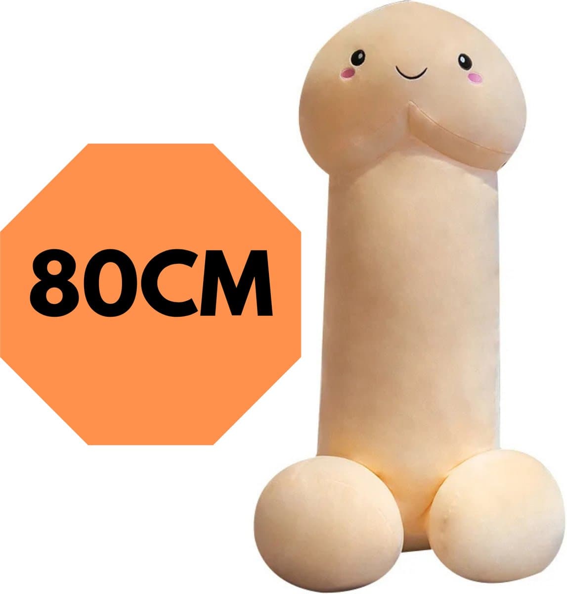 JustValue Penis Knuffel - 80 cm - Erotiek - Bodypillow - Piemel - Zacht - Kussen - Sex Toy - Beige - Vanille - Wit - Blank — afbeelding 1