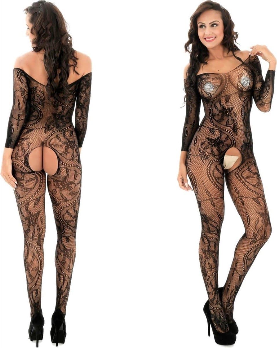Sexy open Bodystocking, Erotische Body Panty, Sexy Catsuit met Open Kruisje.Ook voor Cadeau. — afbeelding 1