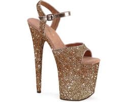 Pleaser - FLAMINGO-810LG Sandaal met enkelband, Paaldans schoenen - Paaldans schoenen - 40 Shoes - Goudkleurig/Champagne