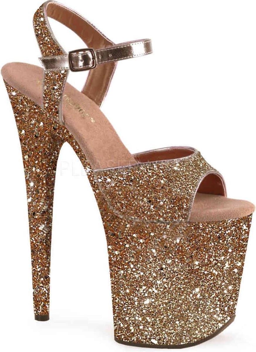Pleaser - FLAMINGO-810LG Sandaal met enkelband, Paaldans schoenen - Paaldans schoenen - 40 Shoes - Goudkleurig/Champagne — afbeelding 1