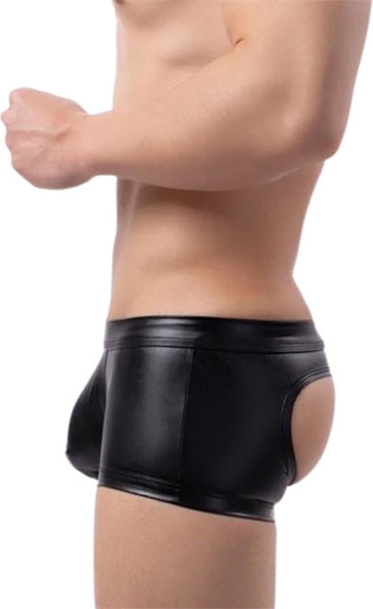 PU Lederen BDSM slip heren - Sexy boxershort open billen - String - Mannen onderbroek - Seks - Ademend - SM — afbeelding 1