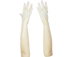 BNDGx® - 100% LATEX Handschoenen Lang BDSM SM sexy glans handschoen Doorzichtig licht bruin