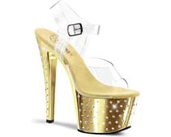 Pleaser - STARDUST-708 Sandaal met enkelband, Paaldans schoenen - Paaldans schoenen - 40 Shoes - Goudkleurig