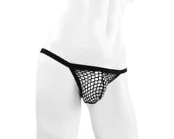 BamBella® String -L/XL - kant voor mannen Erotische Sexy Lingerie Heren Zwart mannen ondergoed slip doorzichtig