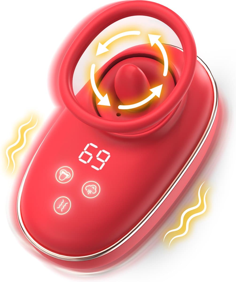 PureVibe® Evoque 3-in-1 Likkende Luchtdruk Vibrator voor Clitoris - Sex Toys voor Vrouwen - Vibrators voor vrouwen - Sekspeeltjes - Cadeau voor Koppels | Deep Red — afbeelding 1