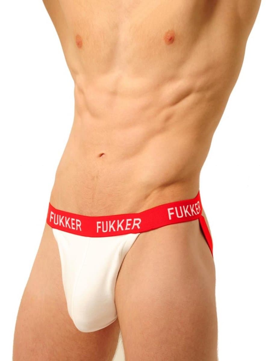 FUKKER Jockstrap – Rood/Wit – Maat S — afbeelding 1