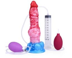 Kiotos Monstar - Big Squirt Cock - Opblaasbare Spuitende Dildo - Rood/Roze/Blauw