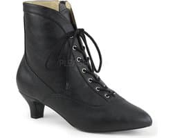 Fab-1005 enkellaars met veters en korte hak mat zwart - Steampunk Victoriaans - (EU 42,5 = US 12) - Pleaser Pink Label