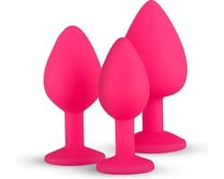 Siliconen Buttplug Met Diamant - Roze