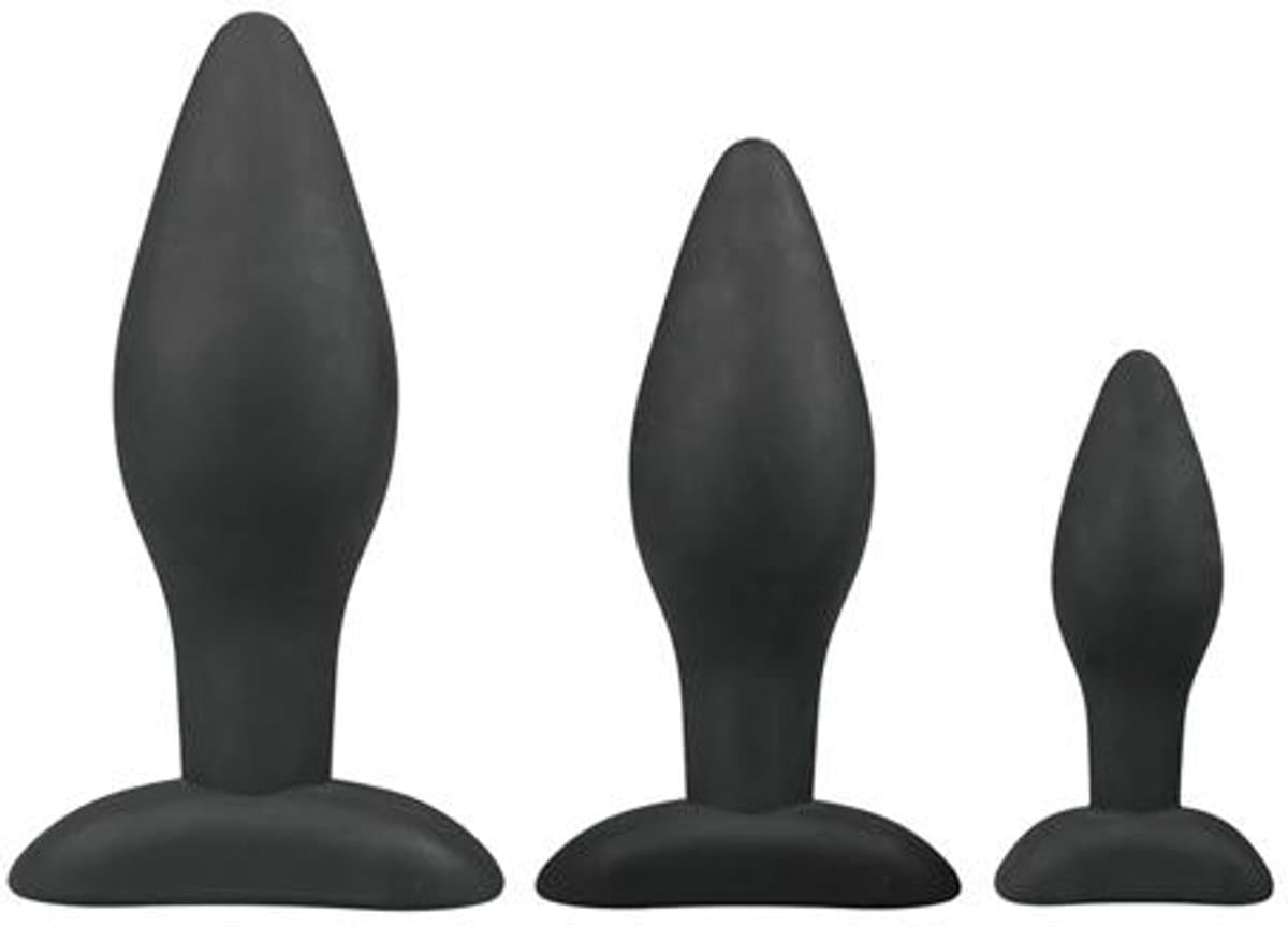EasyToys - Siliconen Buttplugsetje - 3 Buttplugs - Buttplug - Buttplug Set - Anal Plug - Sex Toys voor Vrouwen en Mannen - Seksspeeltjes - Butt Plug - Zwart — afbeelding 1