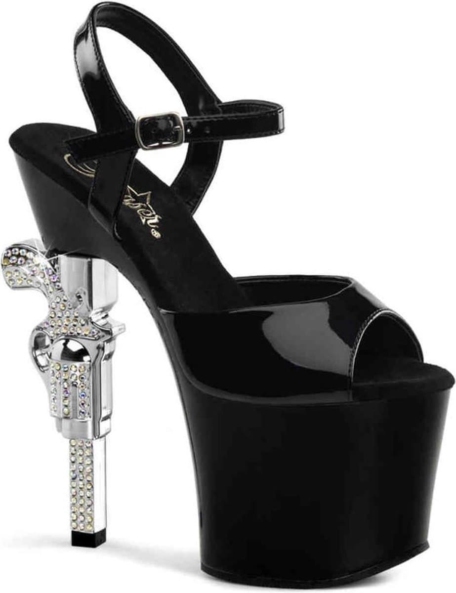 Pleaser - REVOLVER-709 Sandaal met enkelband, Paaldans schoenen - Paaldans schoenen - 41 Shoes - Zwart — afbeelding 1