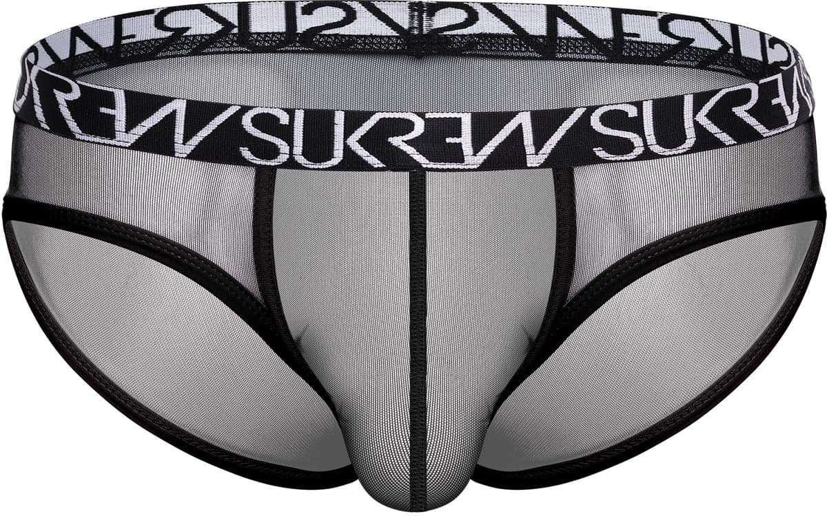 SUKREW Sheer Low-rise Brief Underground Black - MAAT S - Erotisch Heren Ondergoed - Slip voor Man - Sexy mannen Slip — afbeelding 1